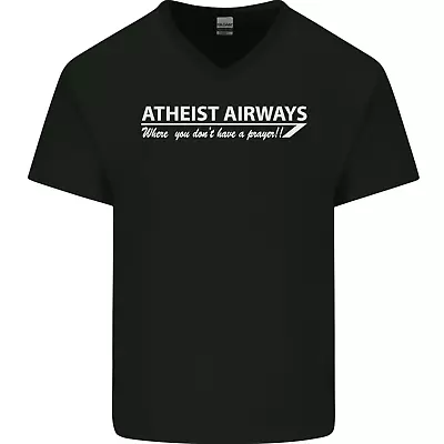 Buy Atheist Airways Funny Atheism Mens V-Neck Cotton T-Shirt • 8.99£