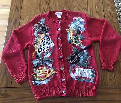 Buy Orvis Vintage Christmas Cardigan Sweater Women’s M Musical Instruments Vermont • 22.32£