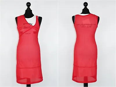 Buy Helmut Lang Re-Edition Fire Red Layered Diamond Head Above The Knee Shift Dress • 153.56£