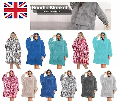 Buy UK Oversized Blanket Hoodie Sherpa Fleece Hooded Blanket Super Soothe Women Gify • 13.99£