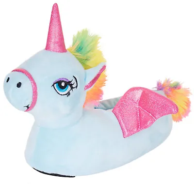 Buy Girls Womens Blue Winged Unicorn Matching Mother & Daughter Slippers Loungewear • 7.97£