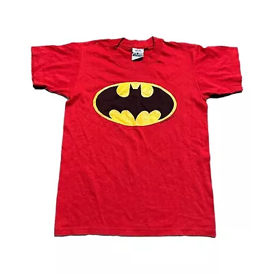 Buy Vintage Batman Shirt Youth L Logo Red 80s 90s DC Comics Kids • 15.74£