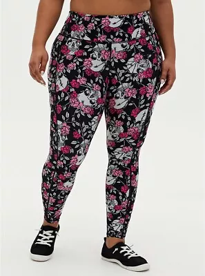 Buy Torrid Skull Active Leggings Black Pink Floral Pockets NWT New 1X • 51.97£