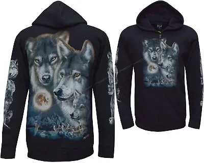Buy Wolf Pack Native American Indian Glow In The Dark Zip Zipped Hoodie Hoody Jacket • 30.99£