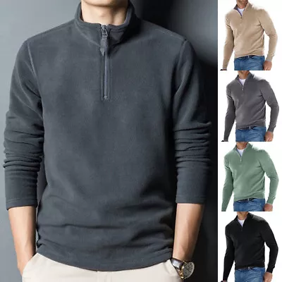 Buy Mens Half Zip Fleece Jacket Warm Winter Pullover Tops Jumper Sweater Sweatshirt. • 21.66£