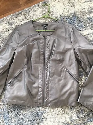Buy ALFANI WOMENS Metallic Gray, Non Leather/ Leather Looking Full Zipper Jacket XL • 13.65£