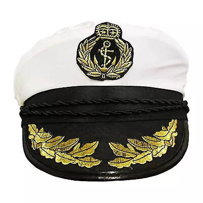 Buy Adults Satin Captain Hat Sailor Sea Fancy Dress Accessory Naval Officer Marine • 4.99£