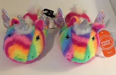 Buy Rainbow Color Unicorn Girls Slippers Size 13-1 (Brand New) By Wonder Nation • 12.04£