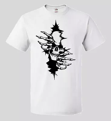 Buy BNWT T-Shirt Mens Him Skull Black White Large  • 9.99£