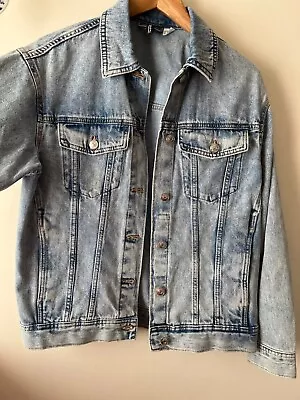 Buy H&M Jacket Size XS 8-10 Blue Denim Long Sleeve Pocket Button Casual Student • 10£