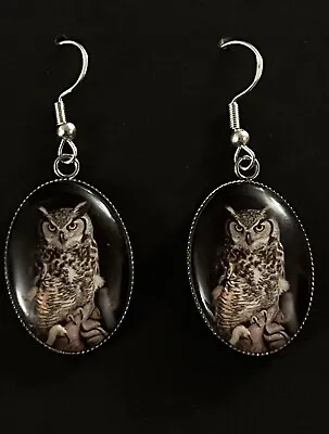 Buy Silver 925 Owl Earrings Mother Grandma Jewellery Bird Of Prey Nan Gift For Her • 8.95£
