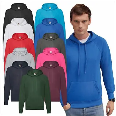 Buy Fruit Of The Loom New Mens Hooded Sweatshirt Lightweight Raglan Sleeves Hoodies • 13.67£