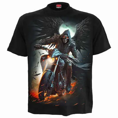 Buy NIGHT RIDER - T-Shirt Black / Spiral / Reaper /Biker / Tattoo / Angel Of Death • 18.95£