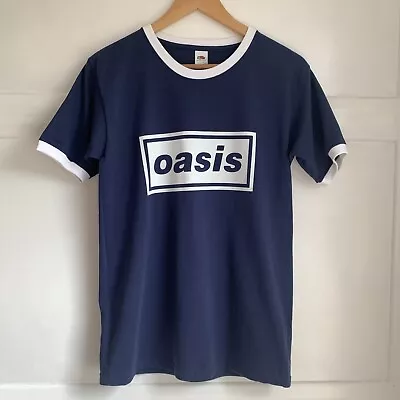 Buy OASIS Band Decca Logo Ringer T Shirt Medium Blue White Britpop Y2K Never Worn • 26.99£