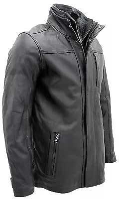 Buy Men's Black Classic Warm 100% Leather Biker Jacket • 139.99£