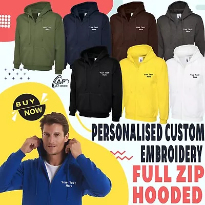 Buy Personalised Custom Embroidered Adults Classic Full Zip Hooded Sweatshirt • 19.99£