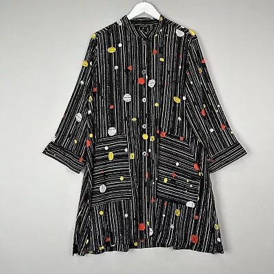 Buy John Mark Womens Top 1X Black Moonlight Polka Dot Stripe Tunic Shirt Artsy Funky • 56.81£