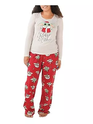 Buy MUNKI MUNKI Womens Grogu Gray Elastic T-Shirt Straight Leg Pants Pajamas XL • 6.75£