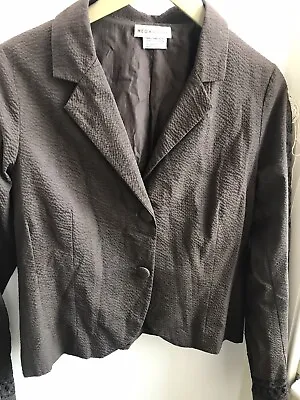 Buy Megan Park Olive Khaki Textured Cotton Jacket Embroidered Sleeves Silk Lined 10 • 12£