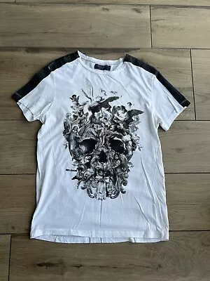 Buy Men’s White Religion T-shirt With An Angel Skull Design Size M • 6£