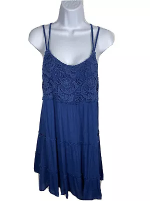 Buy Blue Crochet 90s Babydoll Slip Dress Boho Blogger Hippie New Cottagecore Thin  • 27.85£