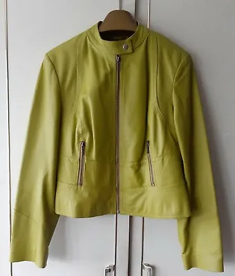 Buy Ladies NEXT Lime Green Leather Zipped Short Jacket - Size M • 48£