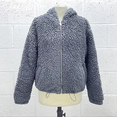 Buy New Look Grey Borg Teddy Zip Up Hoodie Jacket Uk Size S • 17.49£