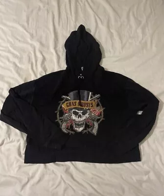 Buy Guns N Roses Cropped Hoodie Rock Band Merch Sweatshirt Jumper Sweater Size M • 16£