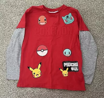 Buy Boys Red Pokemon Tshirt Age 5/6 Years Long Sleeves Pikachu • 3£