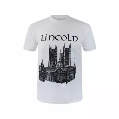 Buy Lincoln Cathedral Design T Shirt Adults Mens Womens White Short Sleeve Crew Neck • 13.69£