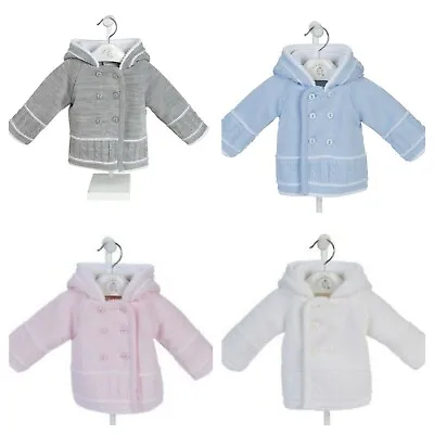 Buy Baby Boys/Girls Knitted Double Breasted Fully Lined Hooded Pram Jacket 0-18 Mo's • 19.89£