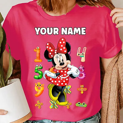 Buy Personalised Your Name Minnie Numbers Day Maths Symbols Womens T-Shirts Top #UJG • 6.99£
