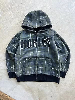 Buy Vintage Y2k Hurley Plaid Zip Up 00s Hoodie • 23.67£