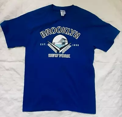Buy Men's JerZees Brooklyn, New York City Logo, Short Sleeved Blue T-Shirt Size M • 2.50£