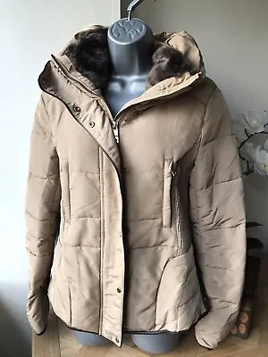 Buy Zara Winter Puffer Jacket Light Tan/ Camel Size M Uk 10 12 VGC • 27£