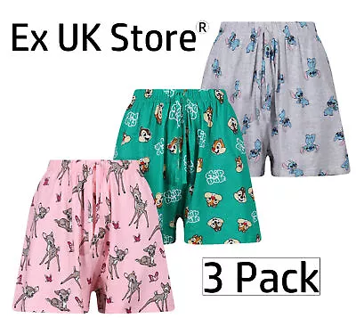 Buy Ladies 3 Pack Character Lounge Shorts Pyjama Sleep Pj Short Uk 10-24 Brand New • 15.99£