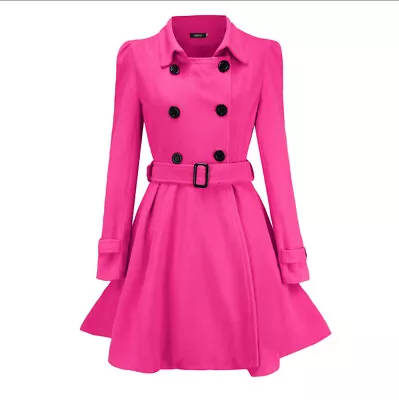 Buy Womens Winter Office Work Coat Belt Trench Jacket Slim Fit Long Blazer Outwear • 44.39£