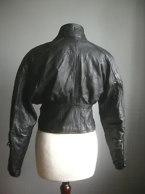 Buy VINTAGE LEATHER JACKET 6 8 Steampunk Lost Boys Crop Corset Pirate Dom New Wave • 134.99£