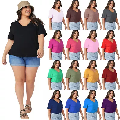 Buy Women Baggy Oversized Loose Fit Turn Up Batwing Sleeve Ladies V-Neck Top T Shirt • 8.99£