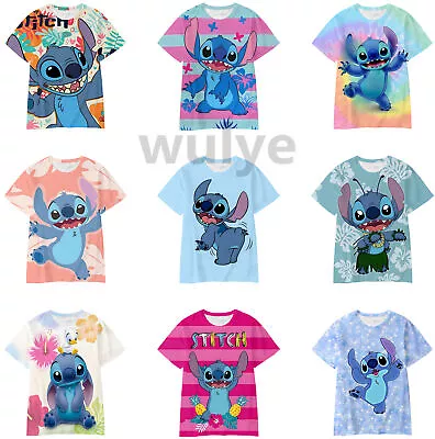 Buy Adult Kids Cartoon Stitch 3D T-Shirt Cosplay Costume Short Sleeved Tee Tops Gift • 13.19£