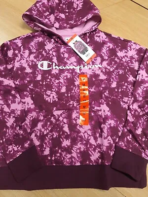 Buy Champion Ladies Dark Berry Purple Tie Dye Pullover Hoodie Size M • 32.50£