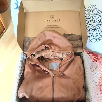 Buy Lakeland Leather Hooded Jacket Womens UK 18 Tan GC • 75£