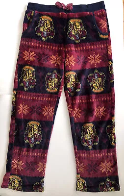 Buy HARRY POTTER Hogwarts Pajama Pants PJs Gryffindor Minkie Fleece Women’s Large L • 18.90£