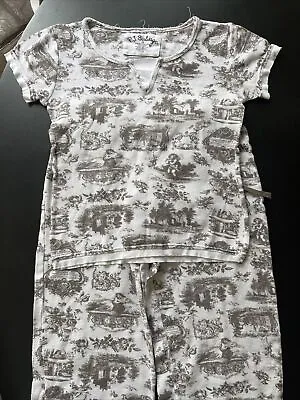 Buy Girls PJ Salvage Toile Pajama Set 100% Cotton Waffle Size M  Toile Print Rare • 17.32£