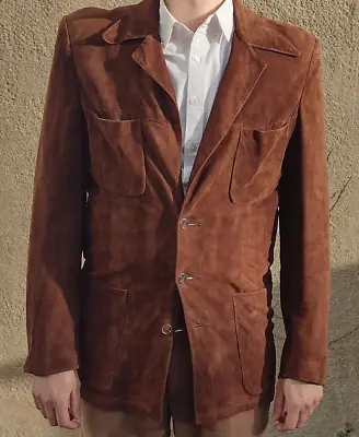 Buy 1940s 50s Suede Leather Leisure Hollywood Jacket Sports Coat Safari 40 Long Vtg • 50£