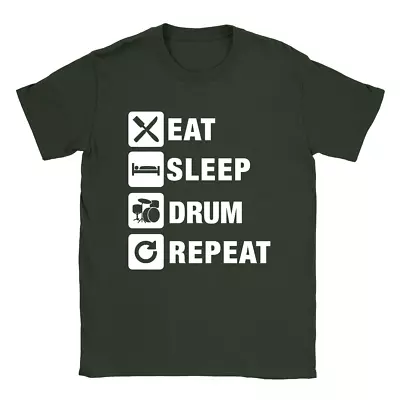 Buy Eat Sleep Drum Repeat Mens T-Shirt Dummer Music Rock Band Present Gift • 9.49£
