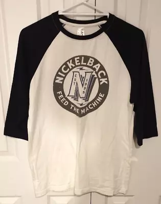 Buy Nickelback Feed The Machine Album Print 3/4 Sleeve T-Shirt Black White Size M. • 12.51£