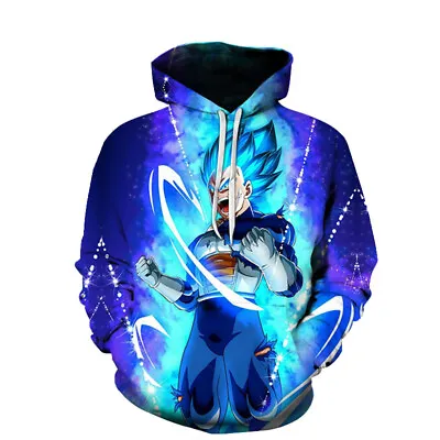 Buy Mens Anime Hoodies DBZ Goku Vegeta Print Long Sleeve Sweatshirts Size XXS-6XL • 27.59£