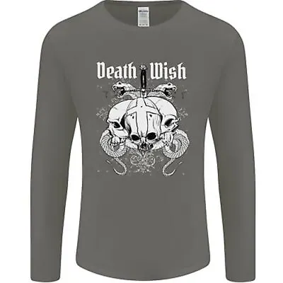 Buy Death Wish Skulls Snakes Biker Gothic Demon Mens Long Sleeve T-Shirt • 12.99£