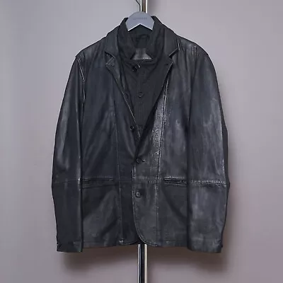 Buy ALL SAINTS DAYTON Blazer Leather Jacket EXTRA LARGE Mens Grey Like Survey XL • 259.99£